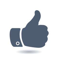 Like  icon. Hand finger up sign. Thumb up symbol. Flat design style. 