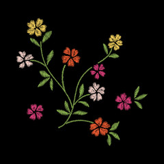 flower embroidery artwork design for clothing, isolated floral vector