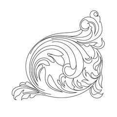 Vintage baroque ornament, corner. Retro pattern antique style acanthus. Decorative design element filigree calligraphy vector. - stock vector