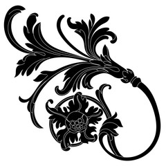 Vintage baroque ornament, corner. Retro pattern antique style acanthus. Decorative design element filigree calligraphy vector. - stock vector