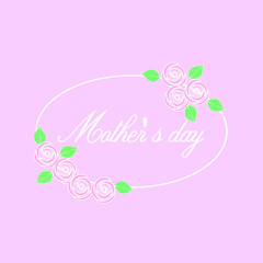 Happy Mothers day with roses on pink background