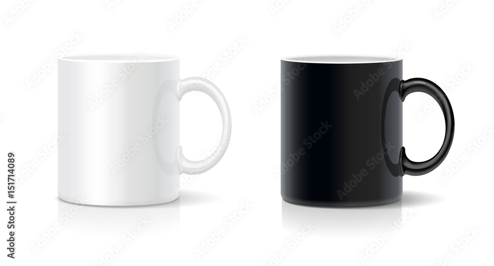 Poster Coffee mug black and white. Vector