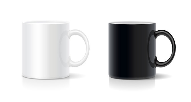 Coffee mug black and white. Vector