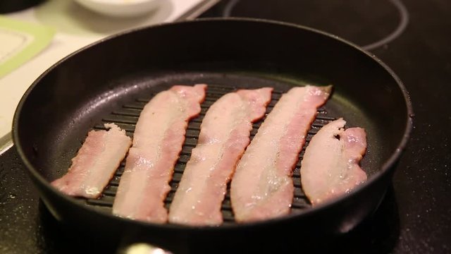 Bacon frying on a pan