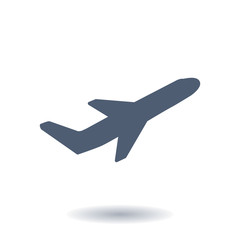 Obraz premium Airplane flight tickets air fly travel takeoff silhouette element. Plane symbol. Travel icon. Flat design. 