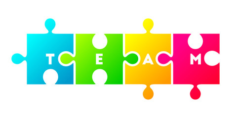 Team concept with colorful jigsaw puzzle pieces as partnership symbol