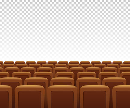Vector yellow theatre armchairs on transparent background. Vector illustration.