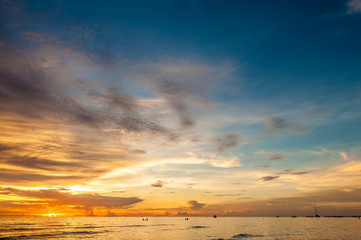 Beautiful sunset at Boracay beach, Philippines
