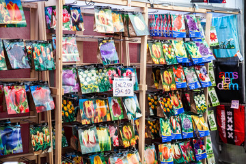 Flower market in Amsterdam city, Netherlands