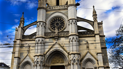 Fototapeta na wymiar Notre Dame Cathedral in Geneva, Switzerland