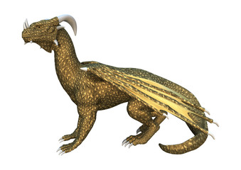 3D Rendering Fantasy Dragon on White