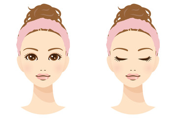 美容　女性　顔　ヘアバンド