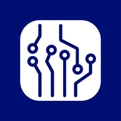 Circuit board  icon. Technology scheme square symbol. Flat design style.