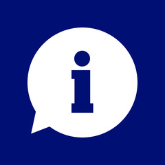 Info speech bubble symbol. Flat design style.