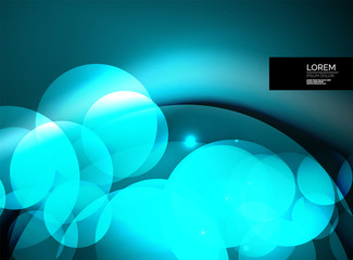 Shiny glowing glass circles, modern futuristic background template