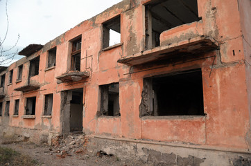 Abandoned residential building of 50-th.Sary Shagan.Former Soviet  anti-ballistic missile testing range.Kazakhstan
