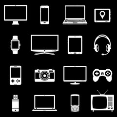 Abstract vector set of digital devices and electronic gadgets icons