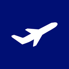 Airplane flight tickets air fly travel takeoff silhouette element. Plane symbol. Travel icon. Flat design. 