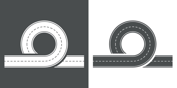 Icono plano carretera en bucle gris y blanco