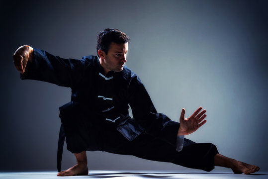 Man Exercise Tai Chi Indoor.