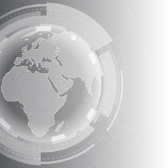 Abstract digital technology connection on Earth concept background, vector illustration