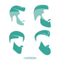 Set of hipster man haircuts, beards, mustaches. Simple design for logo, silhouette. Vector illustration.
