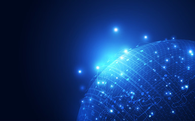Abstract digital technology connection on Earth concept background, vector illustration © kran77