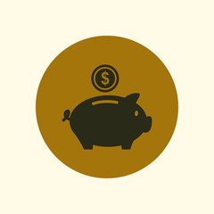 Piggy bank icon. Pictograph of moneybox. Flat design.