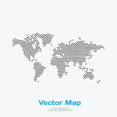 Vector world map with rounds, spots, dots for business templates