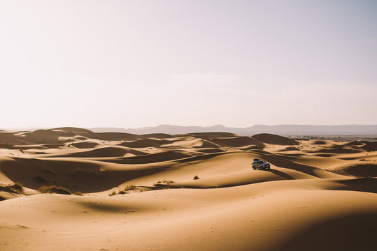 A car in the desert of Morocco