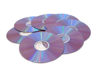 Computer disks on a white background