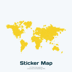 Vector world map with squares, rectangles for business templates