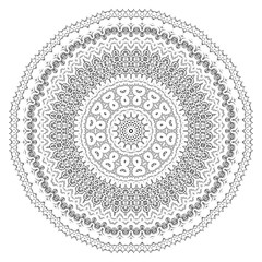 Black and white mandala. Round element for coloring a book
