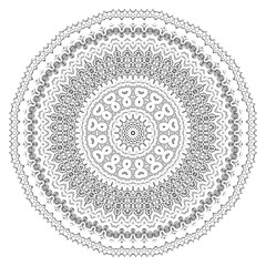 Black and white mandala. Round element for coloring a book