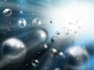 Obraz premium Underwater with sunshine and bubbles