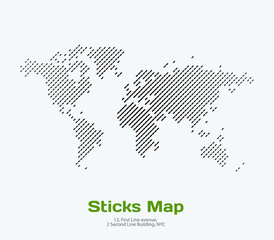 Vector world map with sticks, lines for business templates, broc