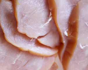 Fillets of smoked turkey.