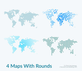 Vector world map with circles, rounds, dots for business templat