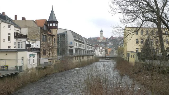 Germany, Saxony, Weser River in Aue town. March 23, 2017