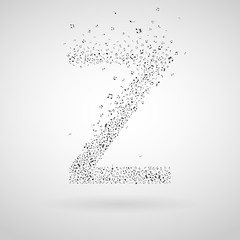 Letter Z made from floating music notes