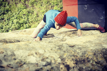 Climber to climb a big wall.