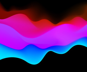 Color Mountains Waves abstract Surface Colored warm cool shade. TTemplate Cover Flyers Print Web Banner. Red blue color Modern design. Effect Realistic Elements. Vector Illustration Background