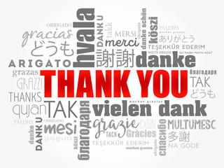 Thank You word cloud in different languages, concept background