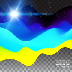 Yellow blue color Modern design. Mountains Landscape Waves abstract Surface Colored warm cool shade. Cover Print Web Banner. Effect Realistic Elements. Vector Illustration Transparent Background