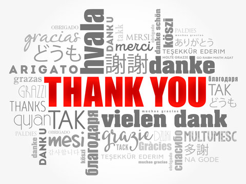 Thank You word cloud in different languages, concept background
