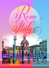 contemporary art poster design of Rome Italy