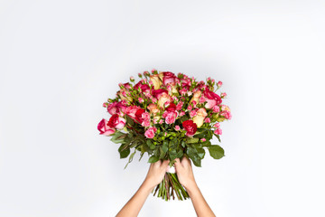 Bouquet of roses in the hands