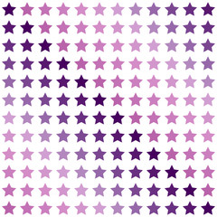Seamless geometric colored pattern. Print with violet, purple and pink stars on white background.