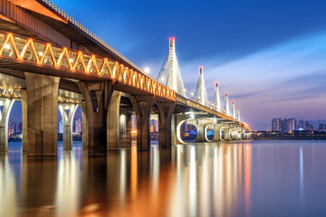 Modern bridge night view