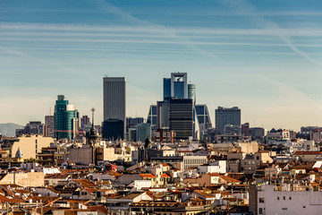 Madrid's financial district towering above the rooftops